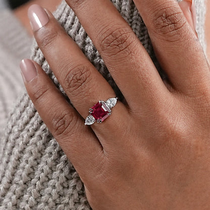Ruby And Diamond Three Stone Ring Rings