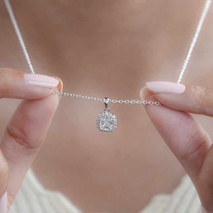 Asscher Lab Diamond Halo Pendant