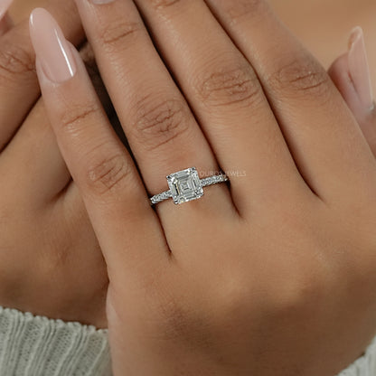 Euro Shank Hidden Halo Princess Cut Diamond Engagement Ring 