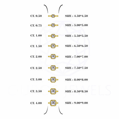 Asscher Lab Diamond Bezel Set Solitaire Ring Rings