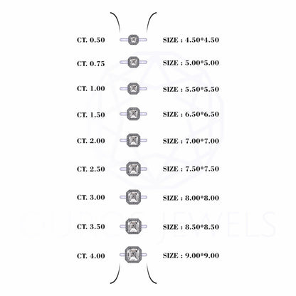 Asscher Cut Lab Diamond Halo Solitaire Engagement Ring Rings