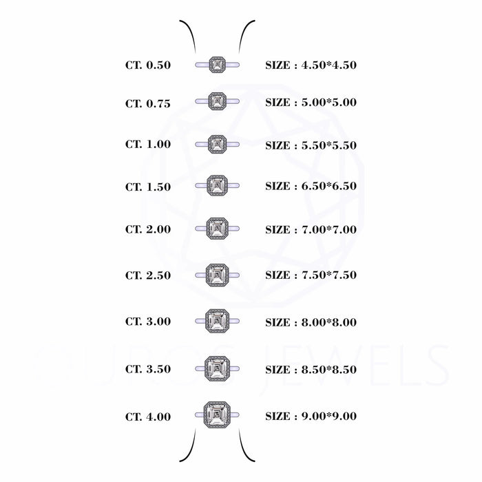 Assher Cut Lab Grown Diamond Halo Ring