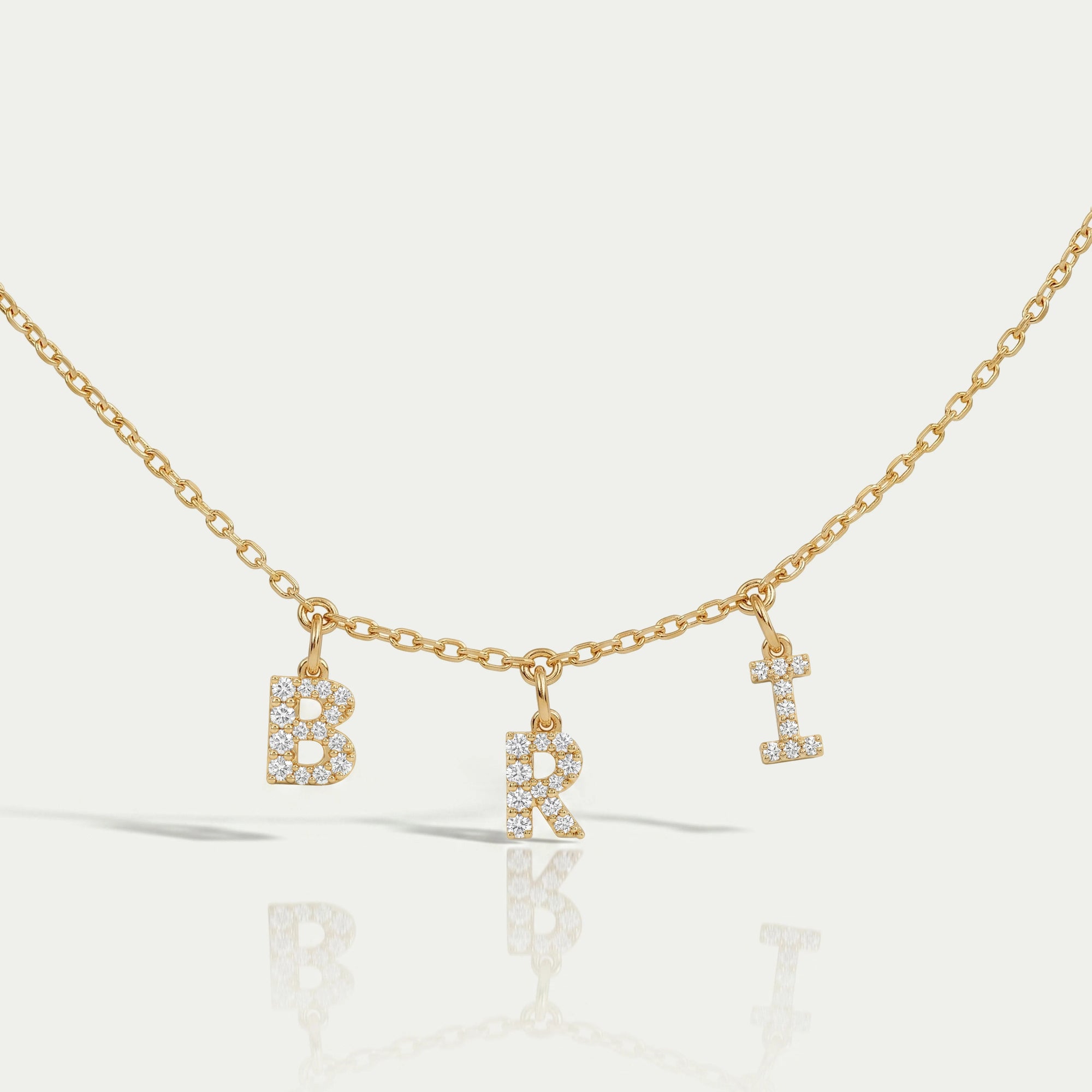 BRI Letter Customize Round Lab Pendant Necklaces