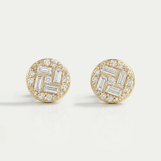 Baguette Cluster Stud Diamond Earrings Earring