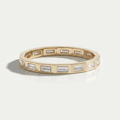 Baguette Cut Flush Set Eternity Wedding Band Rings