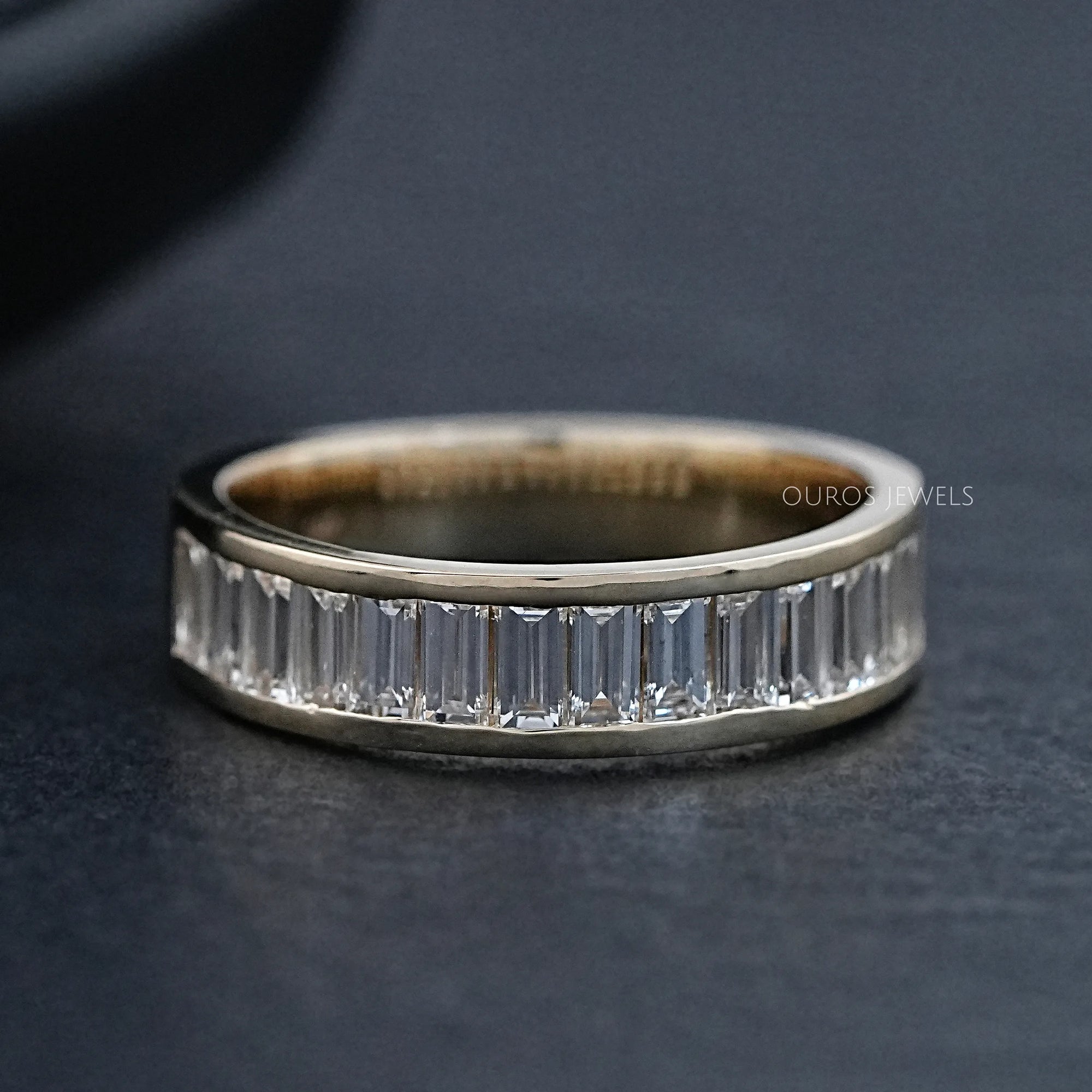 Baguette Diamond Mens Wedding Band Ring