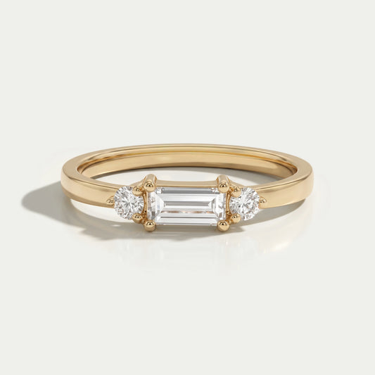 Baguette Cut Lab Diamond Dainty Ring Ring