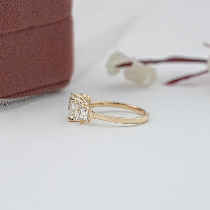 Asscher And Baguette Diamond Five Stone Engagement Ring