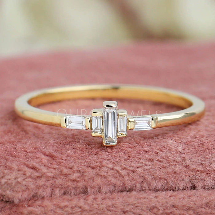 Baguette Diamond Five Stone Dainty Ring