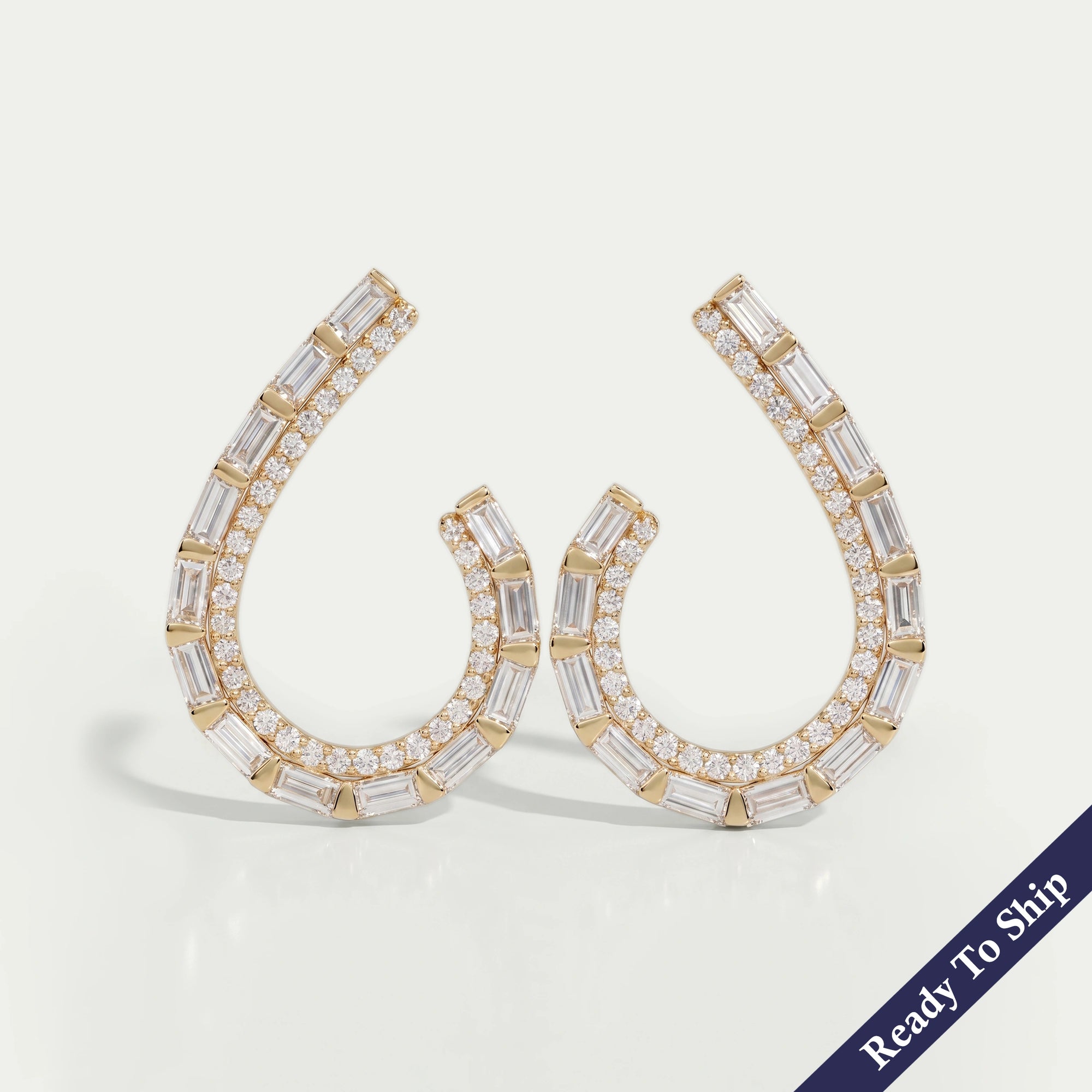 Baguette And Round Cut Screw Back Earrings