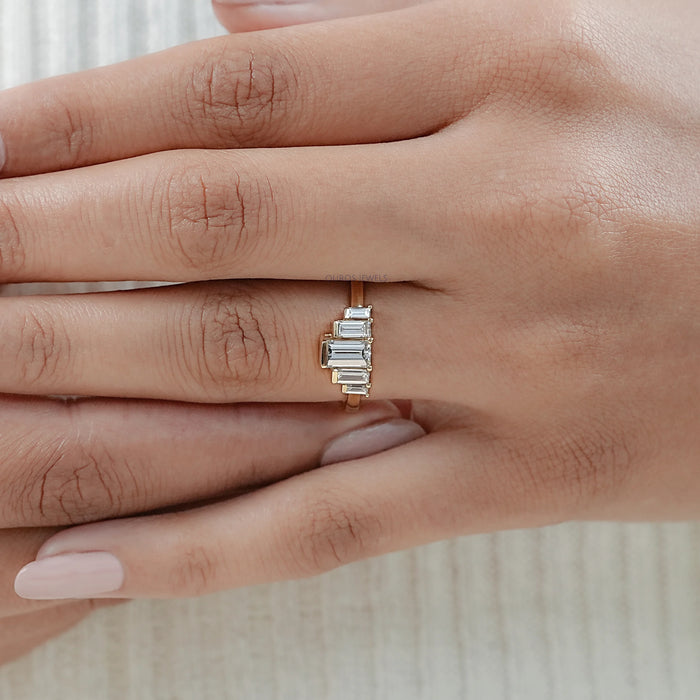 Five Stone Baguette Lab Diamond Promise Ring