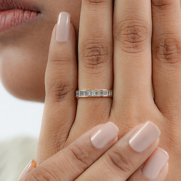 Baguette Lab Grown Diamond Channel Set Half Eternity Ring
