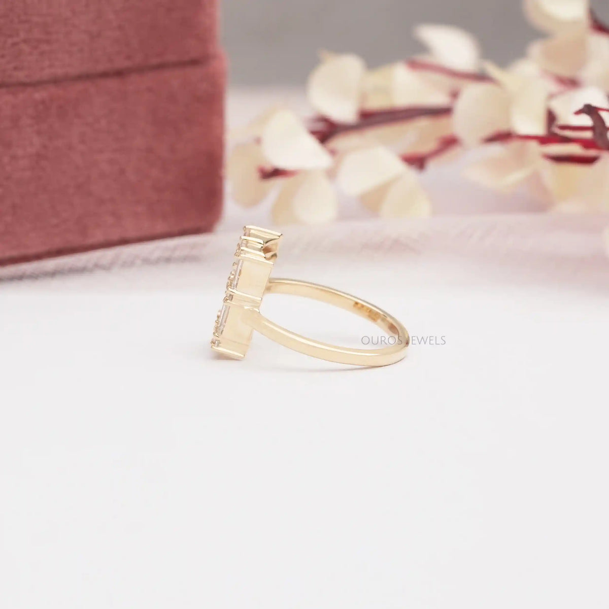 Baguette Cut Lab Grown Diamond Cluster Engagement Ring