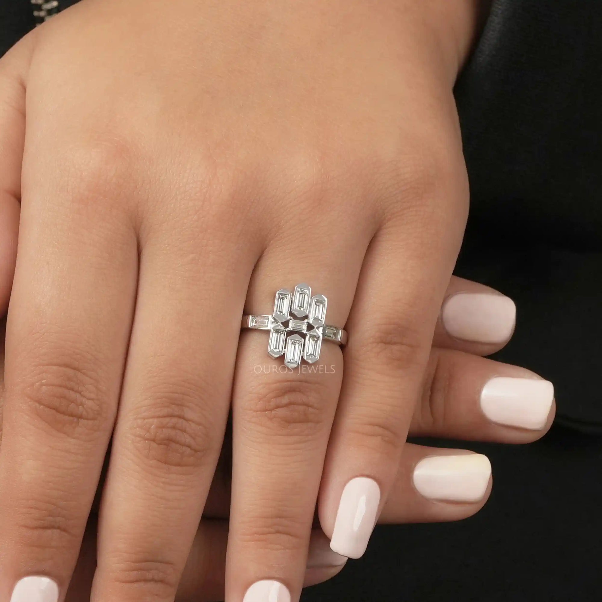 Bezel Set Baguette Cut Lab Grown Diamond Ring