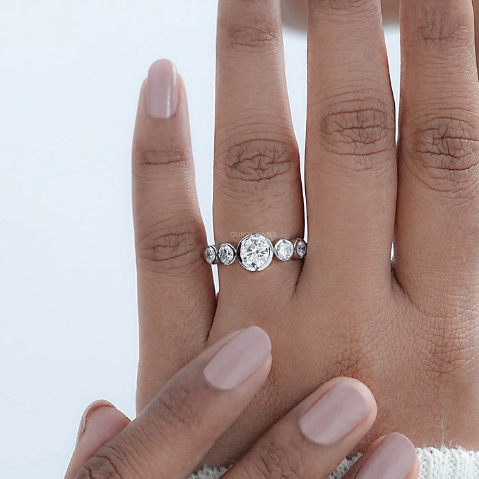 Five Stone Round Diamond Bezel Wedding Band