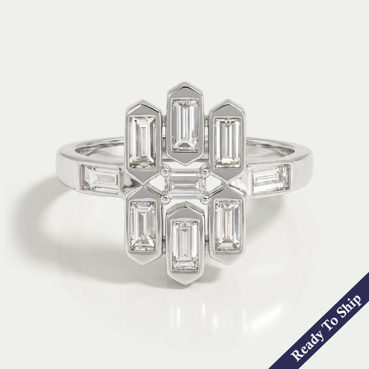 Bezel Set Baguette Cut Lab Grown Diamond Ring