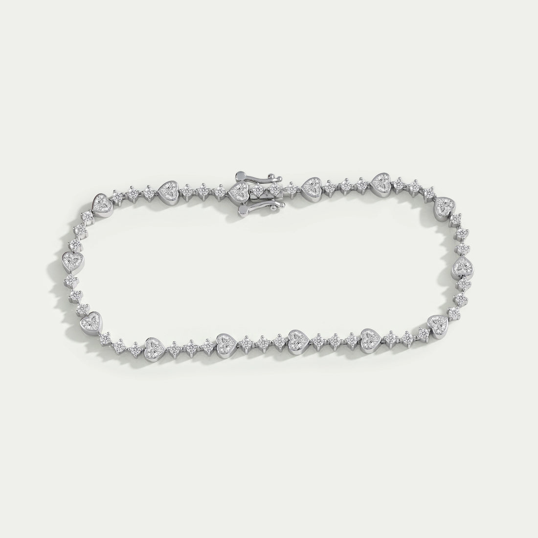 Heart And Round Diamond Bezel Set Bracelet Bracelet