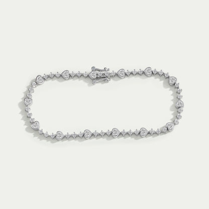Heart And Round Diamond Bezel Set Bracelet Bracelet