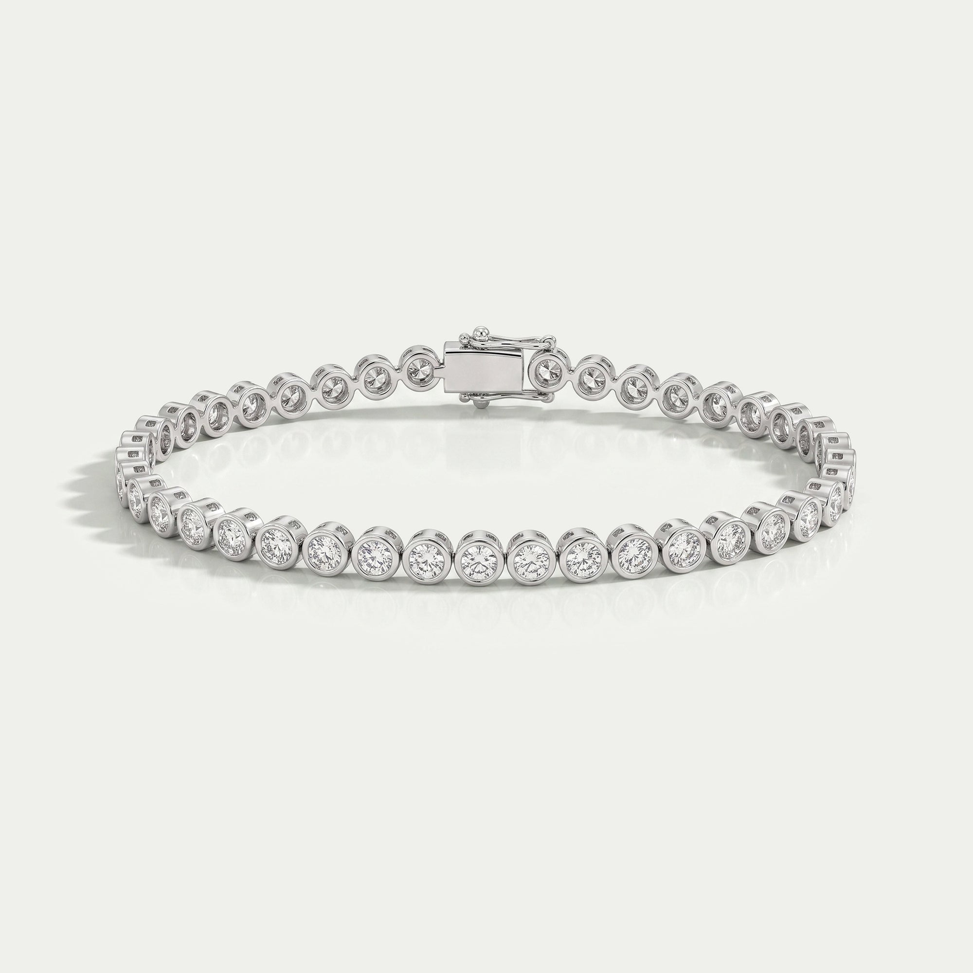 Round Cut Lab Grown Diamond Bezel Set Tennis Bracelet