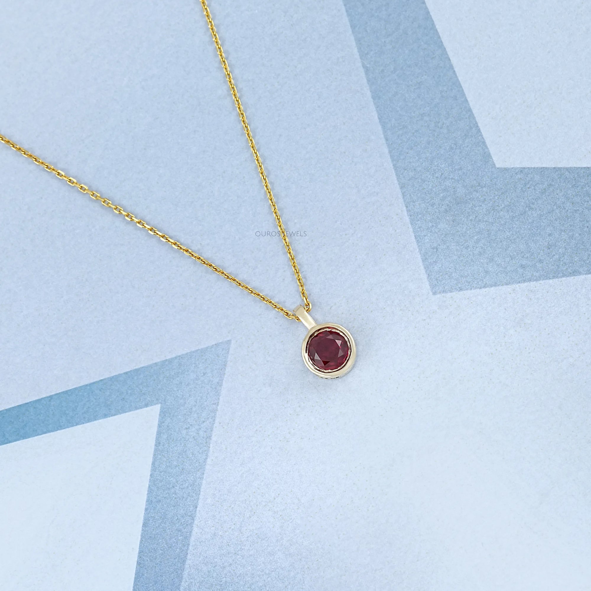 Pigeon Blood Ruby Round Gemstone Bezel Pendant
