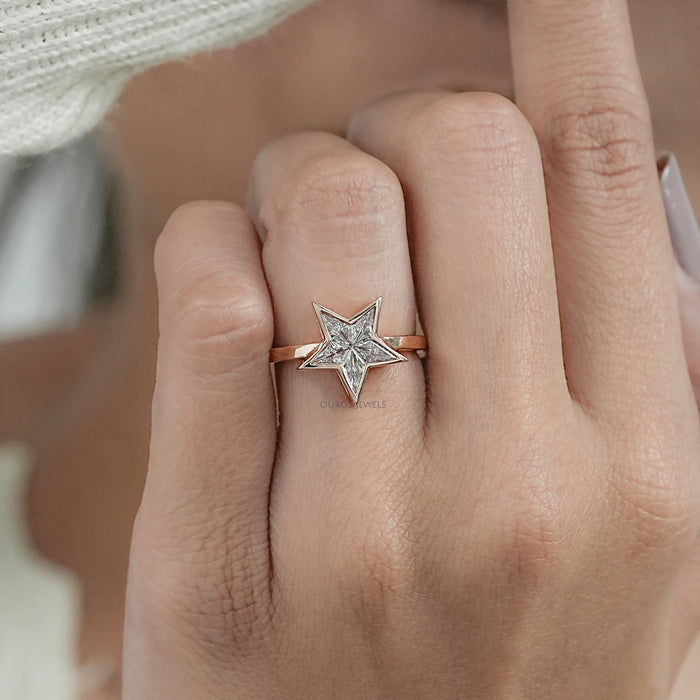 Star Pie Cut Solitaire Bezel Setting Engagement Ring