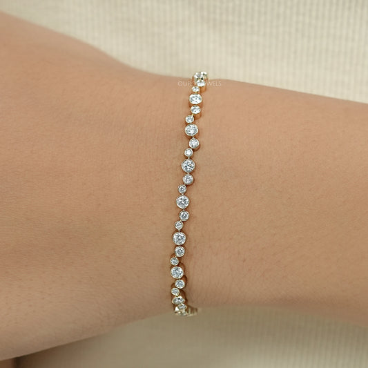 Bezel Set Bubble Diamond Tennis Bracelet Bracelet