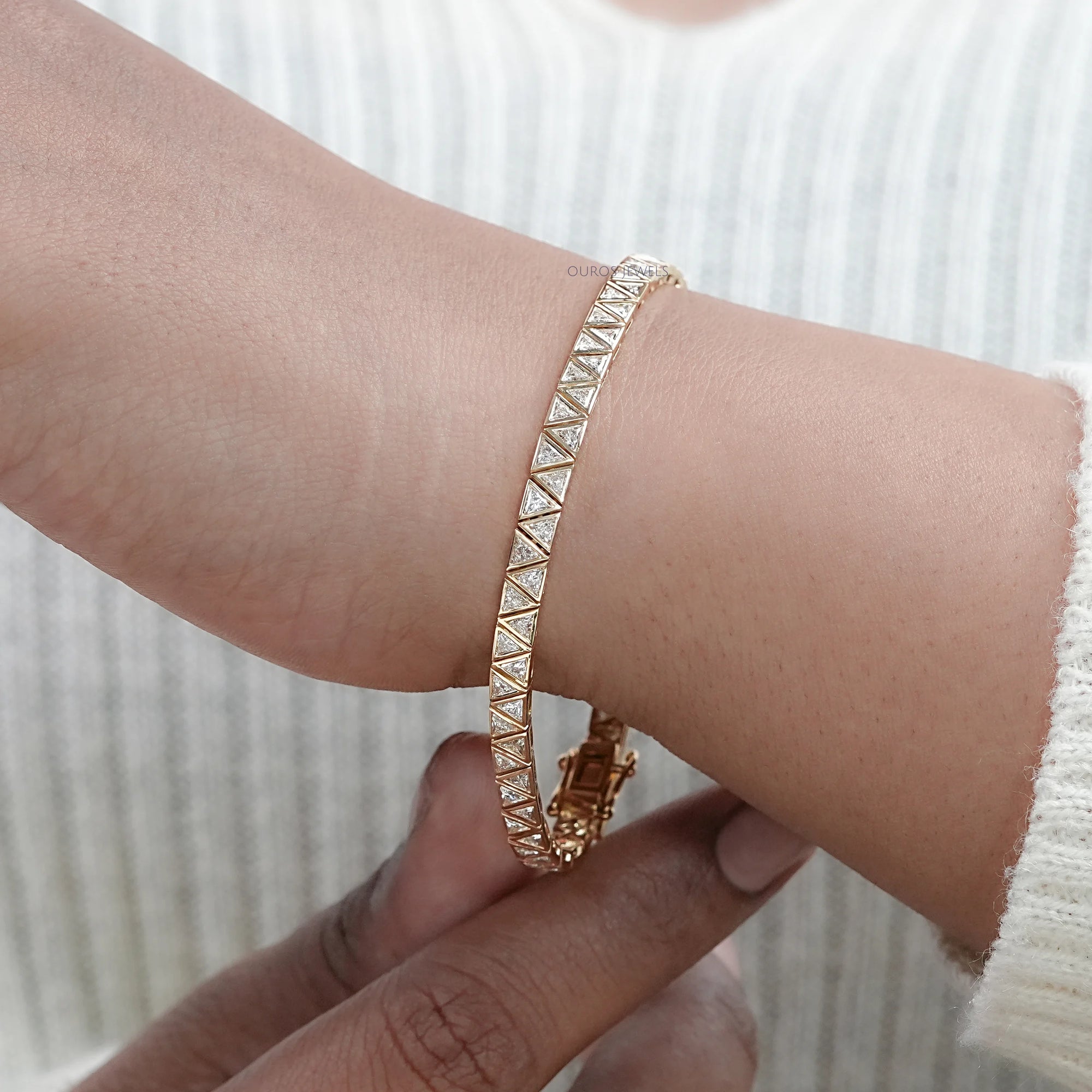 Triangle Cut Bezel Set Tennis Bracelet Bracelet