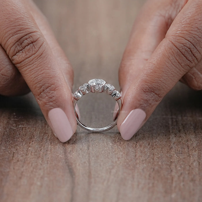 Five Stone Round Diamond Bezel Wedding Band