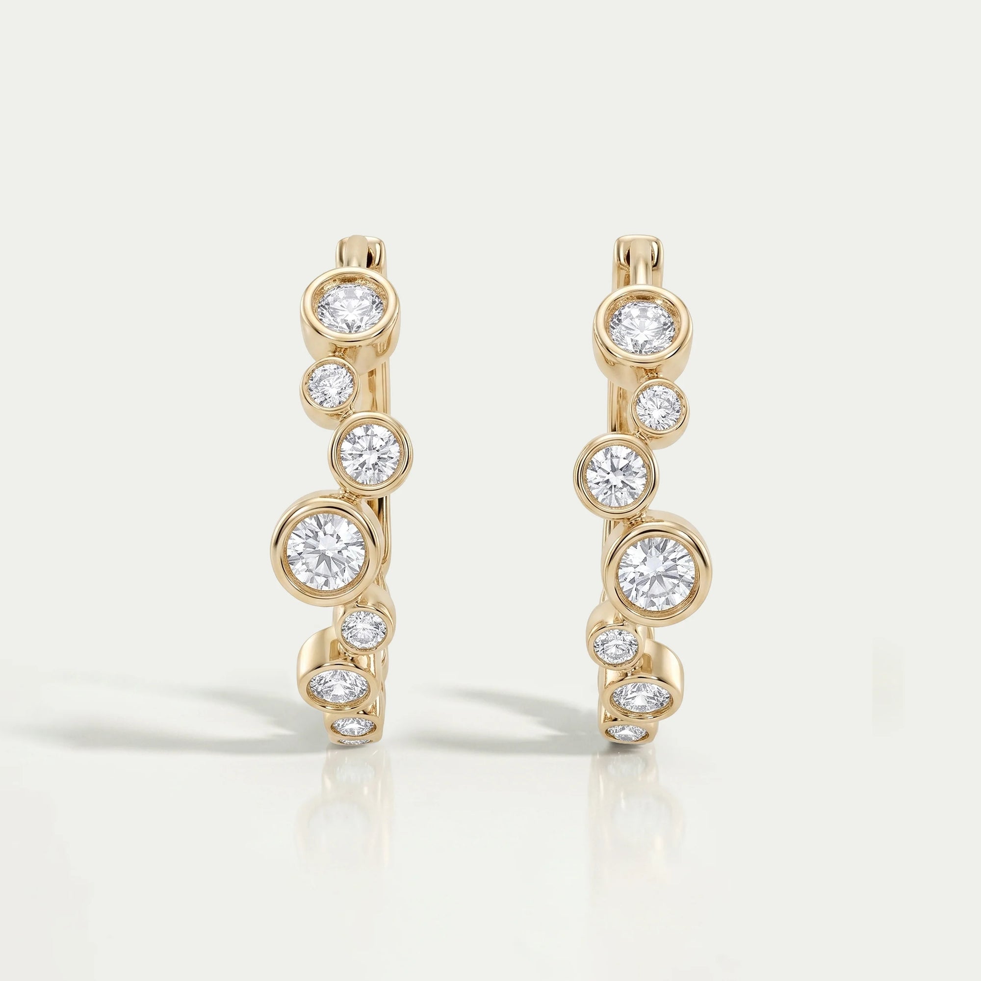 Round Lab Diamond Bezel Set Hoop Earrings Earring