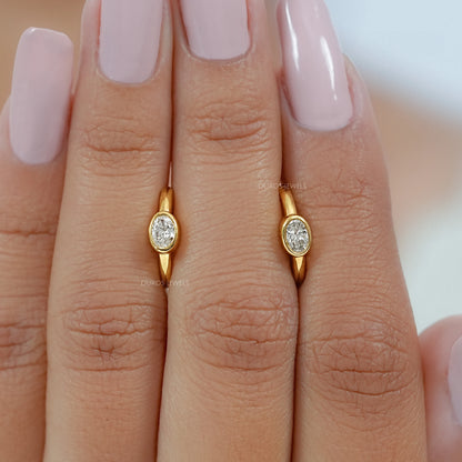 Two Stone Lab Diamond Bezel Set Hoop Earrings Earrings