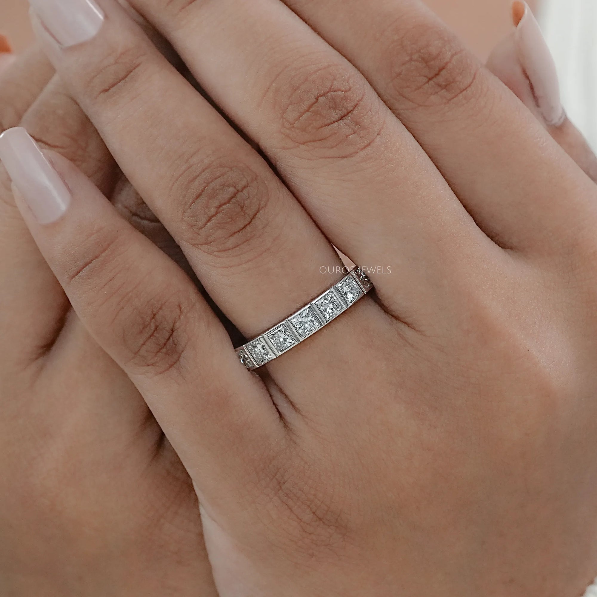 Princess Lab Diamond Eternity Wedding Band Ring