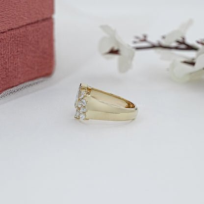 Lozenge Cut Bezel Cluster Wide Open Ring