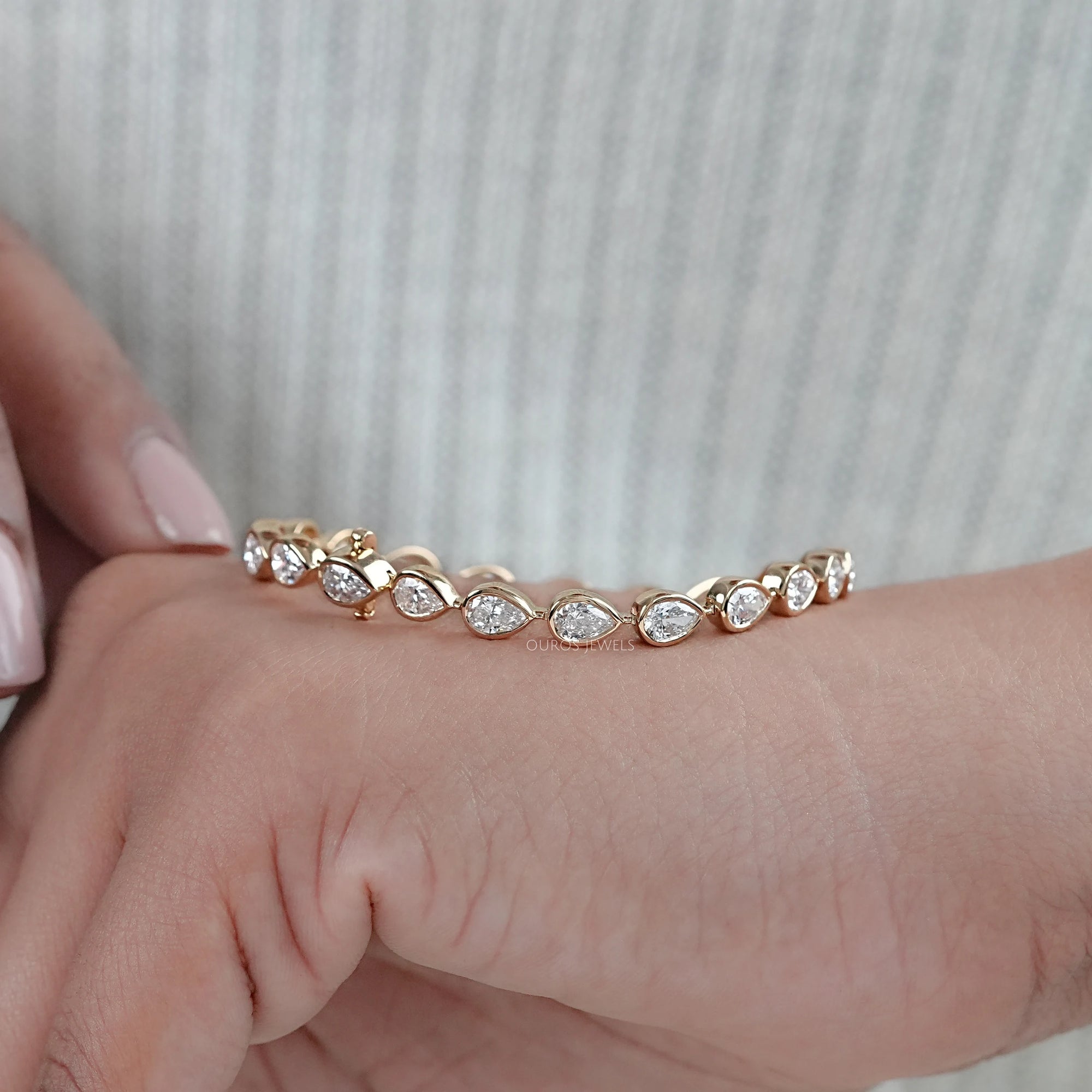 Bezel Set Pear Cut East West Set Tennis Bracelet Bracelet