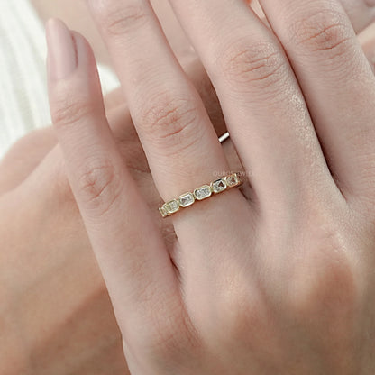 East West Radiant Lab Diamond Bezel Set Wedding Band