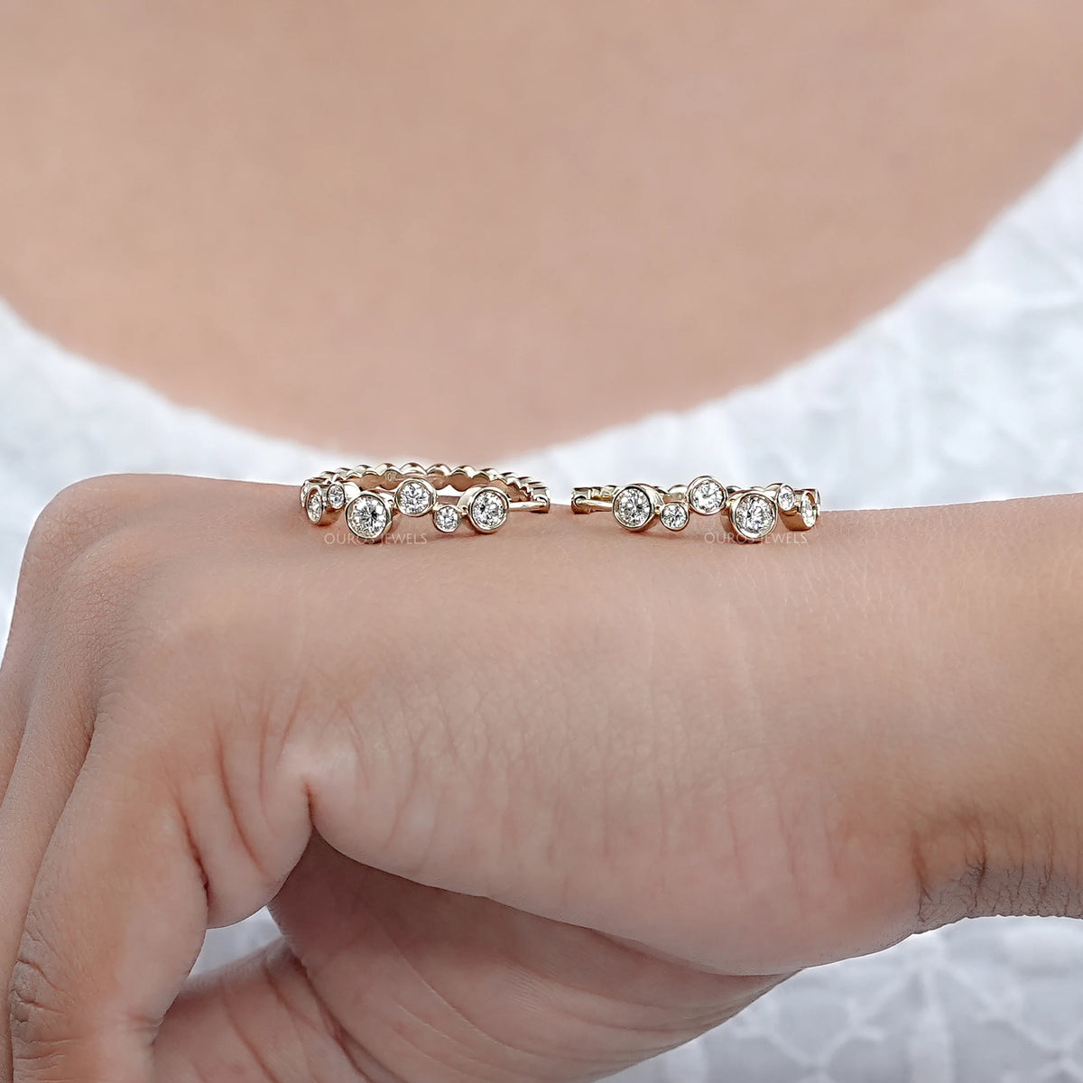 Round Lab Diamond Bezel Set Hoop Earrings Earring
