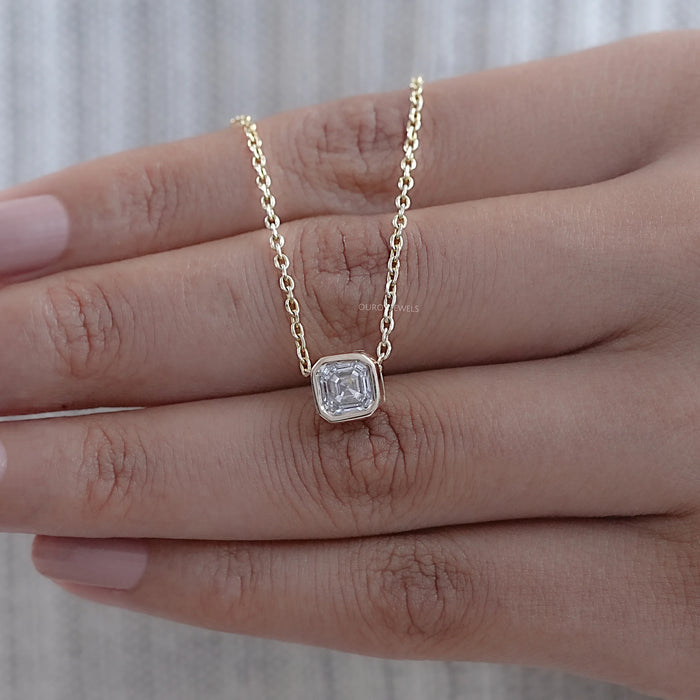 Asscher Lab Grown Diamond Bezel Set Pendant
