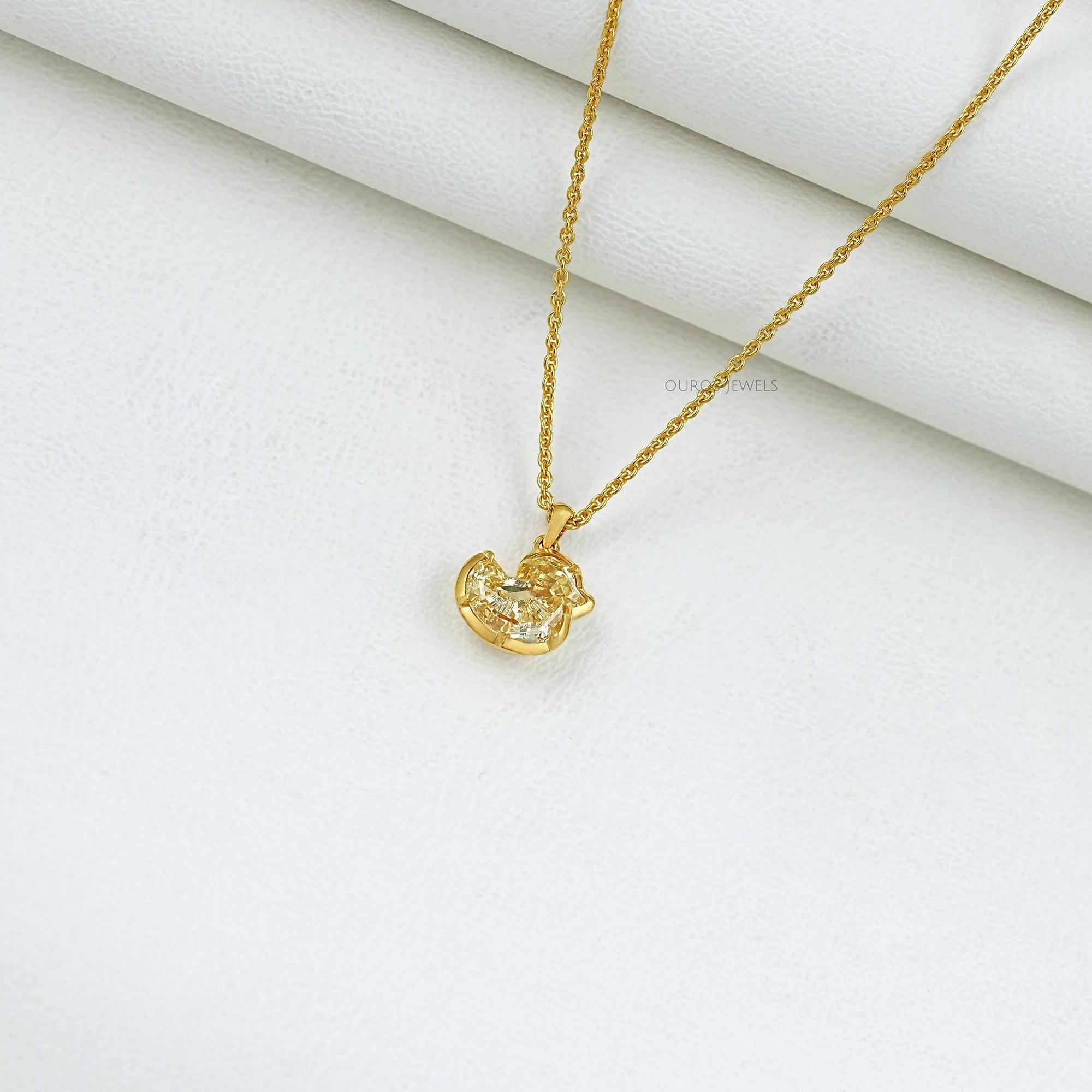 Yellow Duck Cut Diamond Bezel Set Pendant