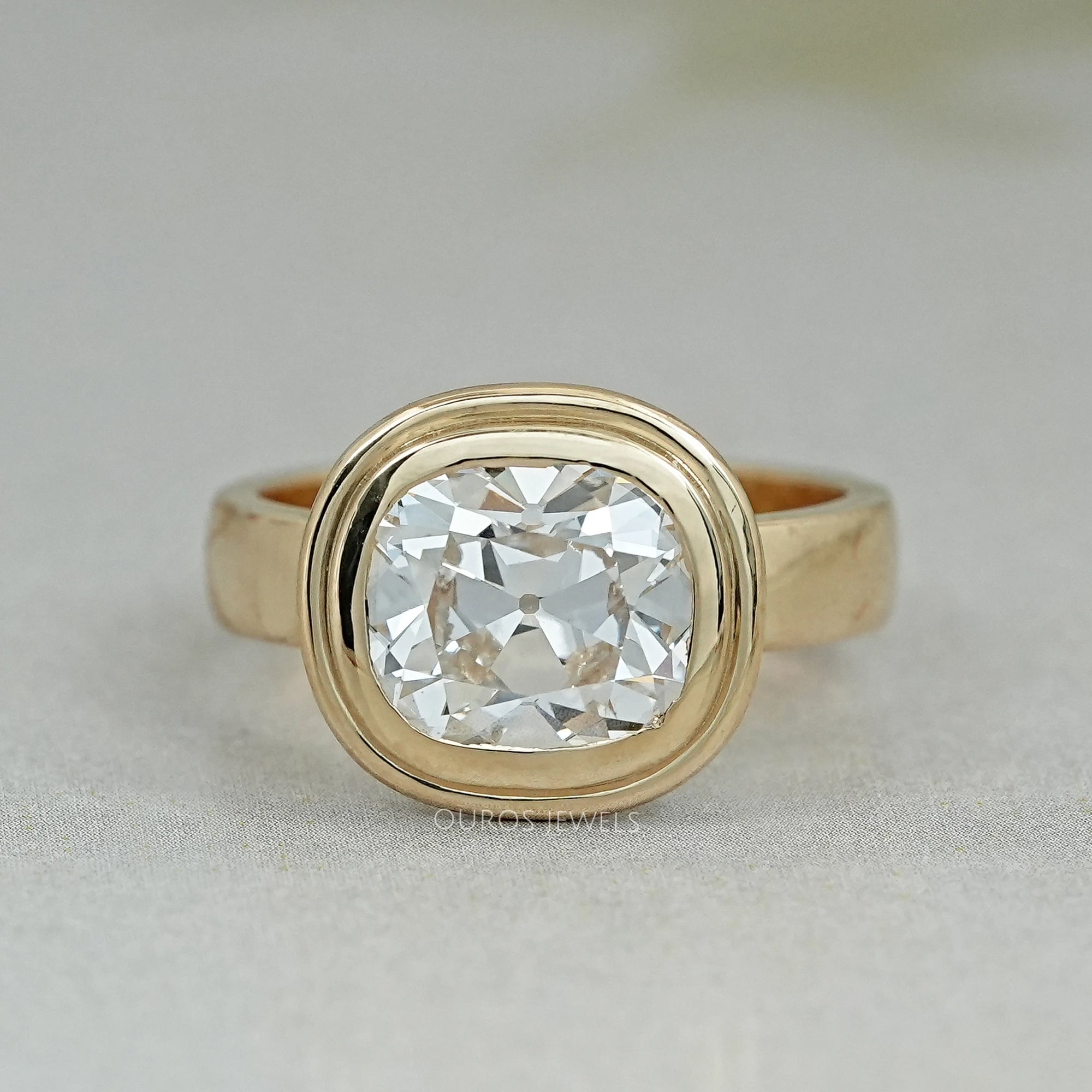 Old Mine Cushion Cut Bezel Set Ring Rings
