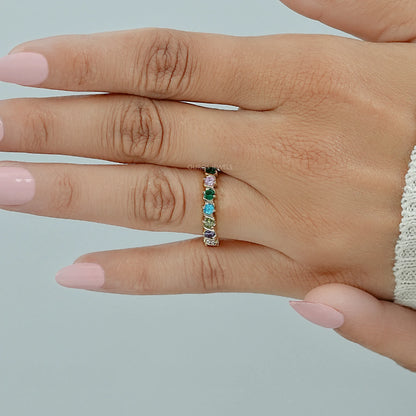 Rainbow Multi-colored Six Stone Band 