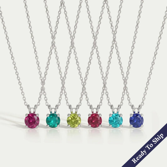 Round Cut Solitaire Gemstone Pendant