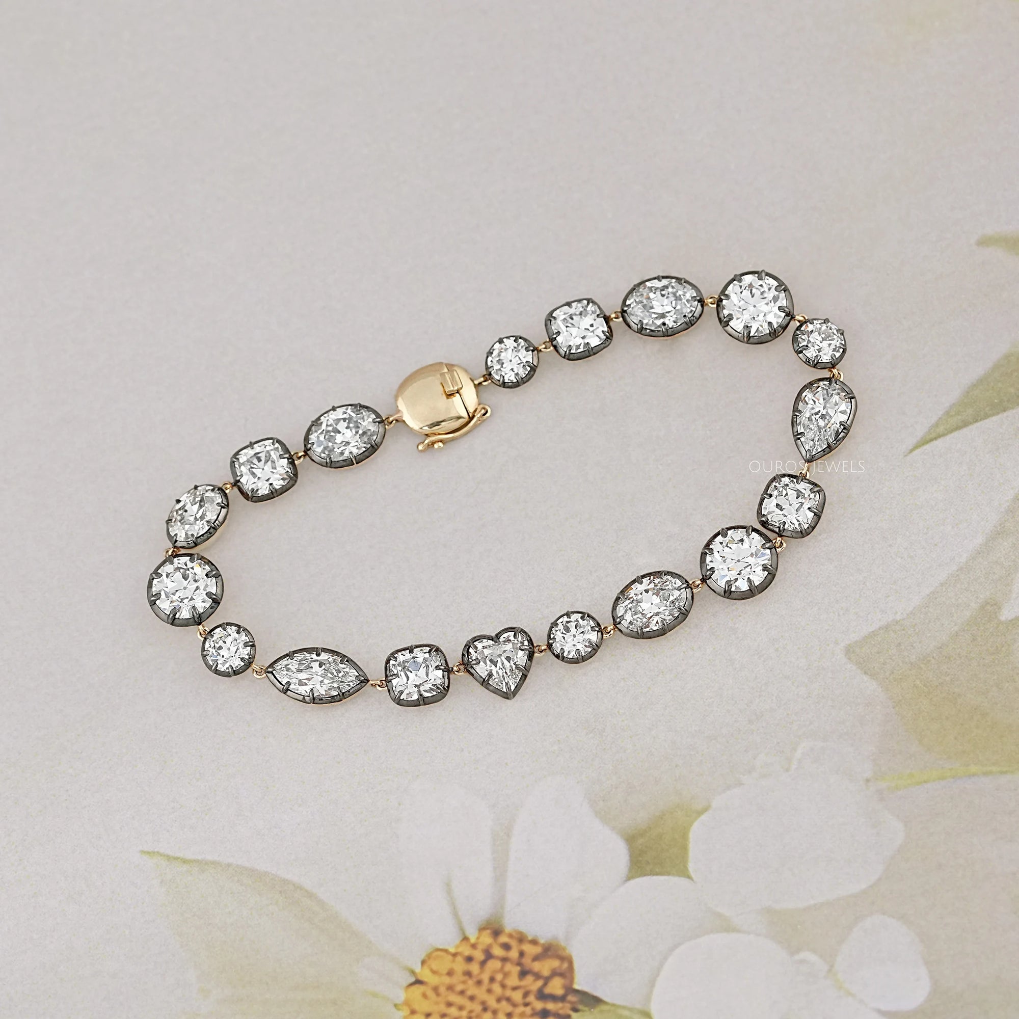 Multi Lab Diamond Bezel Set Solitaire Chain Bracelet 
