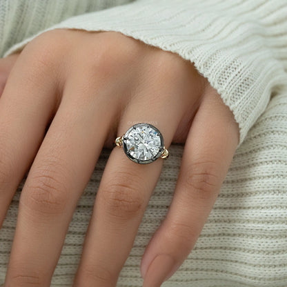 Round Diamond Black Enamel Solitaire Ring Ring