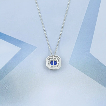 Enamel And Sapphire Gemstone Halo Pendant