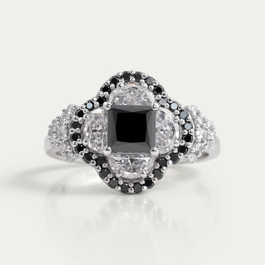 Halo Moon Halo Black Diamond Engagement Ring Rings