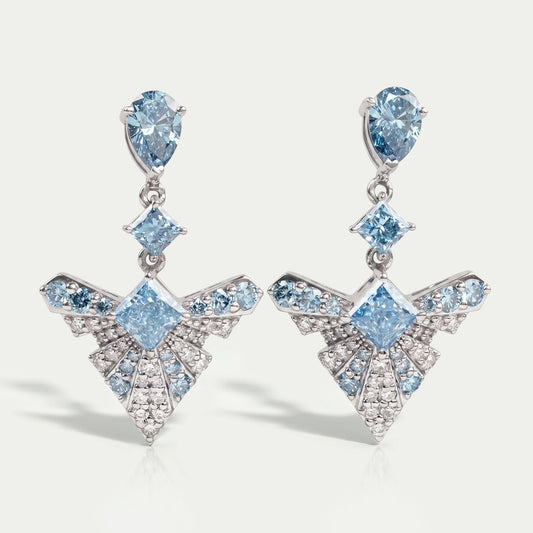 Blue Geometric Diamond Drop Earrings Earrings