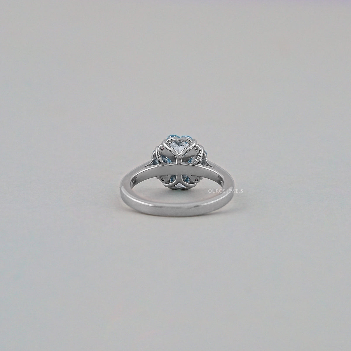 Blue Heart Cut Lab Diamond Flower Ring Ring