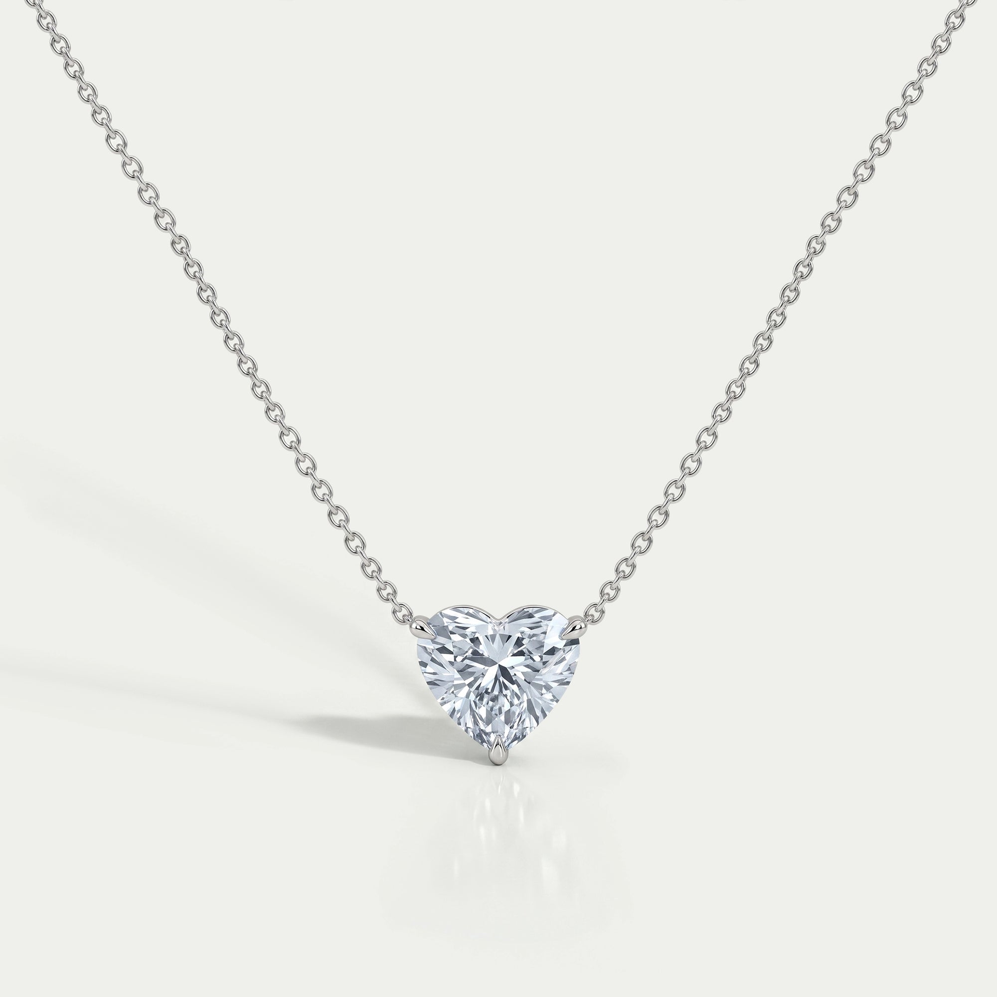 Blue Heart Cut Lab Grown Diamond Solitaire Pendant Necklaces