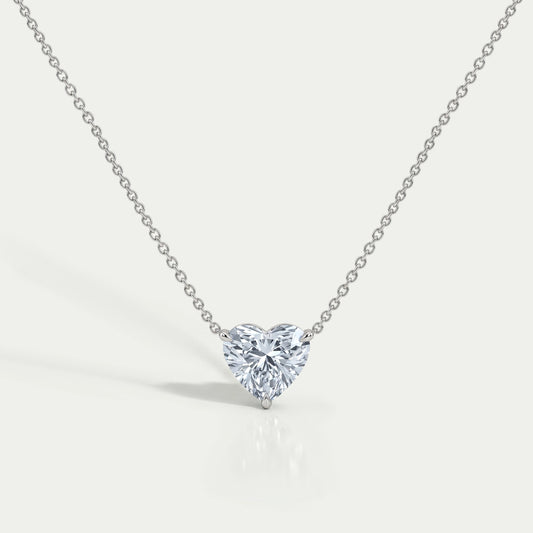 Blue Heart Cut Lab Grown Diamond Solitaire Pendant Necklaces