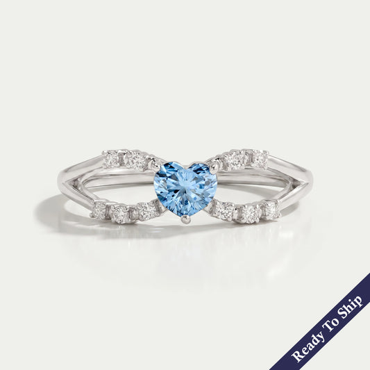 Blue Heart Diamond Split Shank Ring