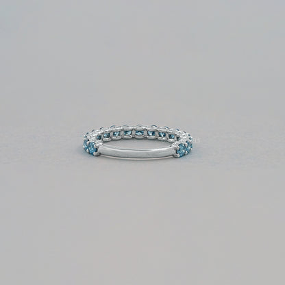 Pink Round Cut Lab Diamond Half Eternity Wedding Ring